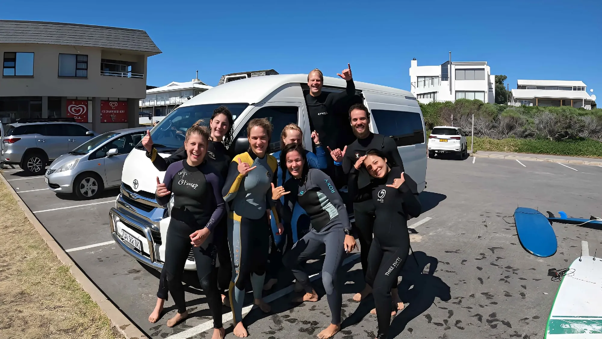The crew and the van